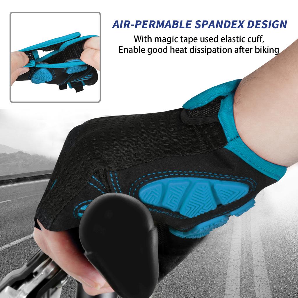 MOREOK Half Finger Bike Gloves 5MM Silicone Pads Bicycle Gloves Shock-Absorbing Non-Slip Mountain Cycling Gloves