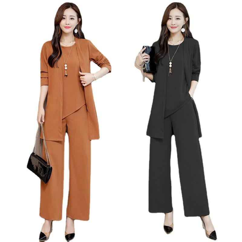 Spring & Autumn Loose Fit Three-Piece Plus Size Women's Fashion Suit