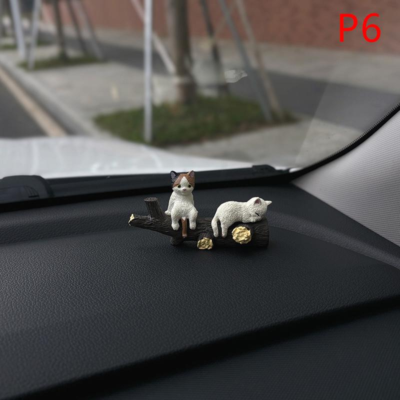 Cute Car Decoration Sleeping Cat Doll Creative Auto Ornaments Toys Cat Micro Landscape Model Cute Car Accessories Gifts