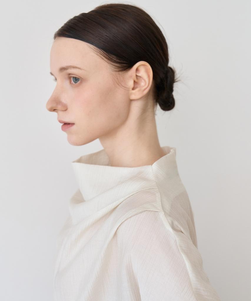 BIBYSEOB Cowl Neck Pleated Blouse Ivory [T52]