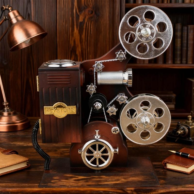 Movie Projector Music Box,Mechanism Wind Up Musical Box Movie Theater Theme Party Decorations Wedding Birthday Gift