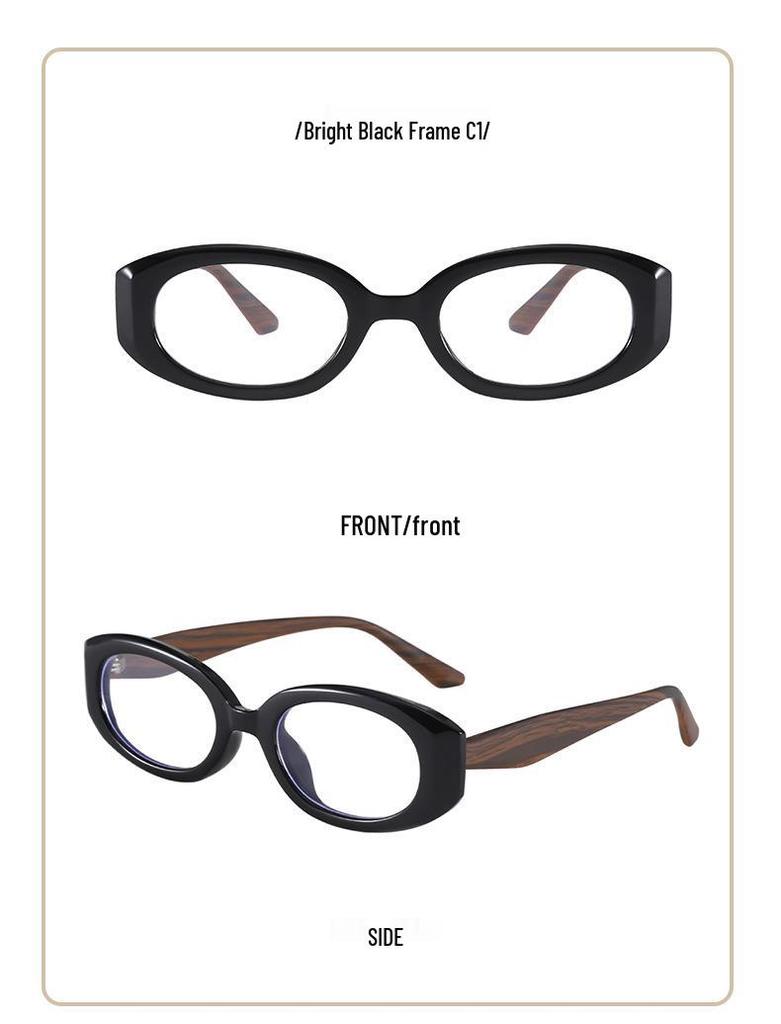 Retro Cat Eye Glasses with Wood Grain, Anti-Blue Light, Prescription Ready, for Women, Fits Square and Round Faces