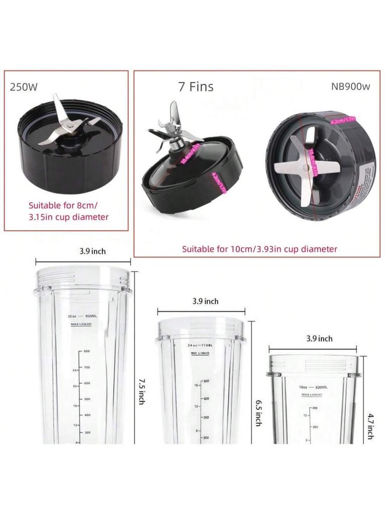 250W/900w/7Fins Durable Stainless Blender Juicer Mixer Blade Base Seat Replacement Parts