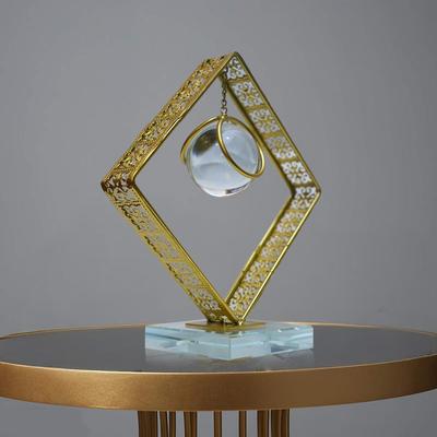 Clear Crystal Ball with Stand, Light Luxury Crystal Sphere for Gift, Gold Art Deco for Photography Ornaments, Bookcase, Wedding, Party