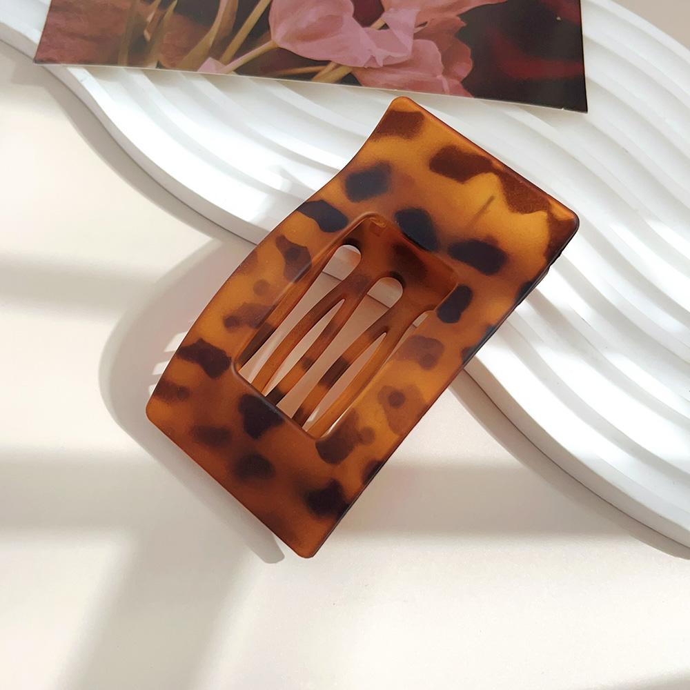Large French Flat Hair Clips for Women Girls Matte Leopard Rectangle Duckbill Claw Grip Thick Thin Hair Styling Accessories New