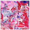 Silk Scarf Women Large Shawls Graffiti 130CM Square Scarves Wraps Bandana Luxury Kerchief Hijab Scarf Female Foulards