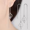 Korean 925 Sterling Silver Earring Moon Cat Long Tassel Drop Earrings For Women Oorbellen Brincos Pendientes Fine Jewelry Gift
