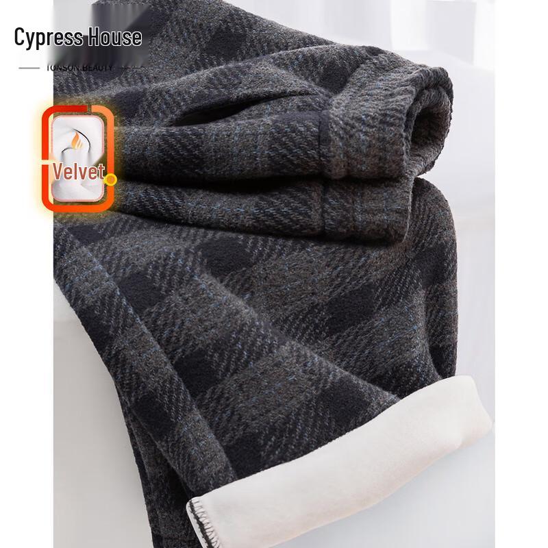 

Women s Wool Blend Plaid Fleece-Lined Wide-Leg Pants XL