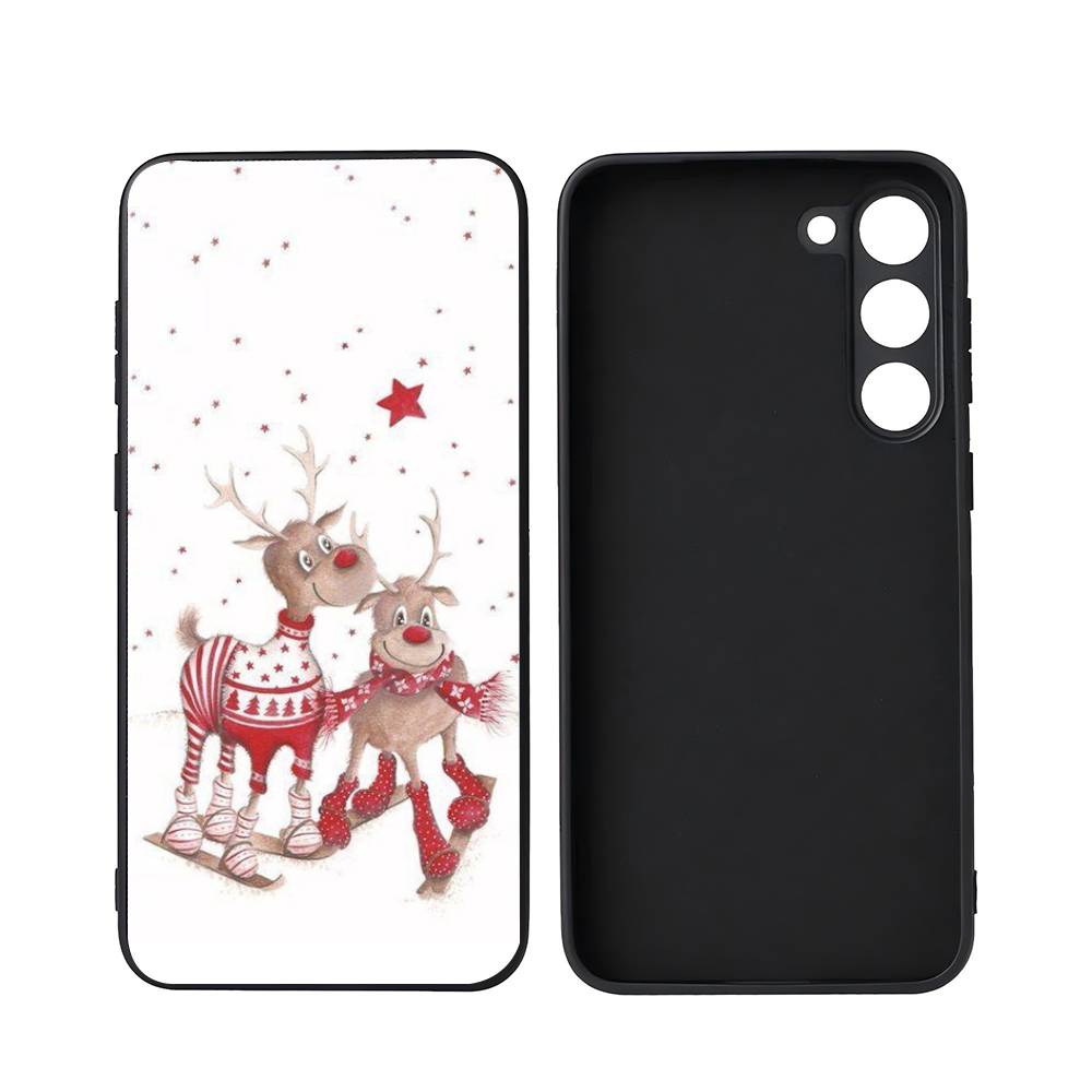 Christmas Deer For Samsung Galaxy S23 S24 S25 Ultra S22 Plus S21 Black Soft Case Waterproof Soft Case