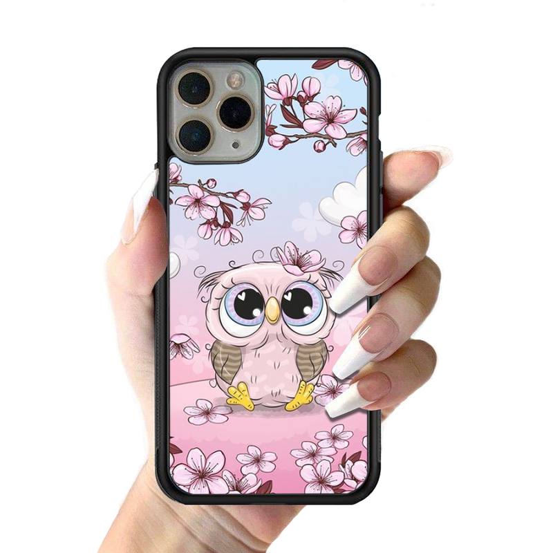 Cartoon Lovely Owl Phone Case Silicone PC+TPU Case for iPhone 11 12 13 Pro Max 8 7 6 Plus X SE XR Hard Fundas