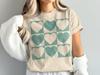 Comfort Colors Heart Pattern Grid Shirt, Trendy Distressed Design Tee, Heart Lovers Fashion, Stylish Grid Heart T-Shirt, Casual Graphic Top