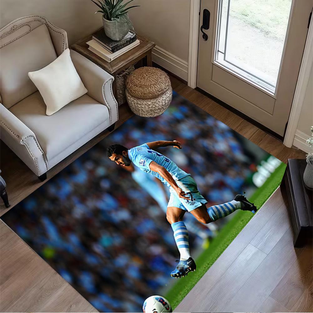 Brazilian Soccer Player Gesturing. Area Rug Design for Living Rooms Balcony Dormitory Bedrooms Anti-slip Rug Anime Office Decor Spiritual Gift