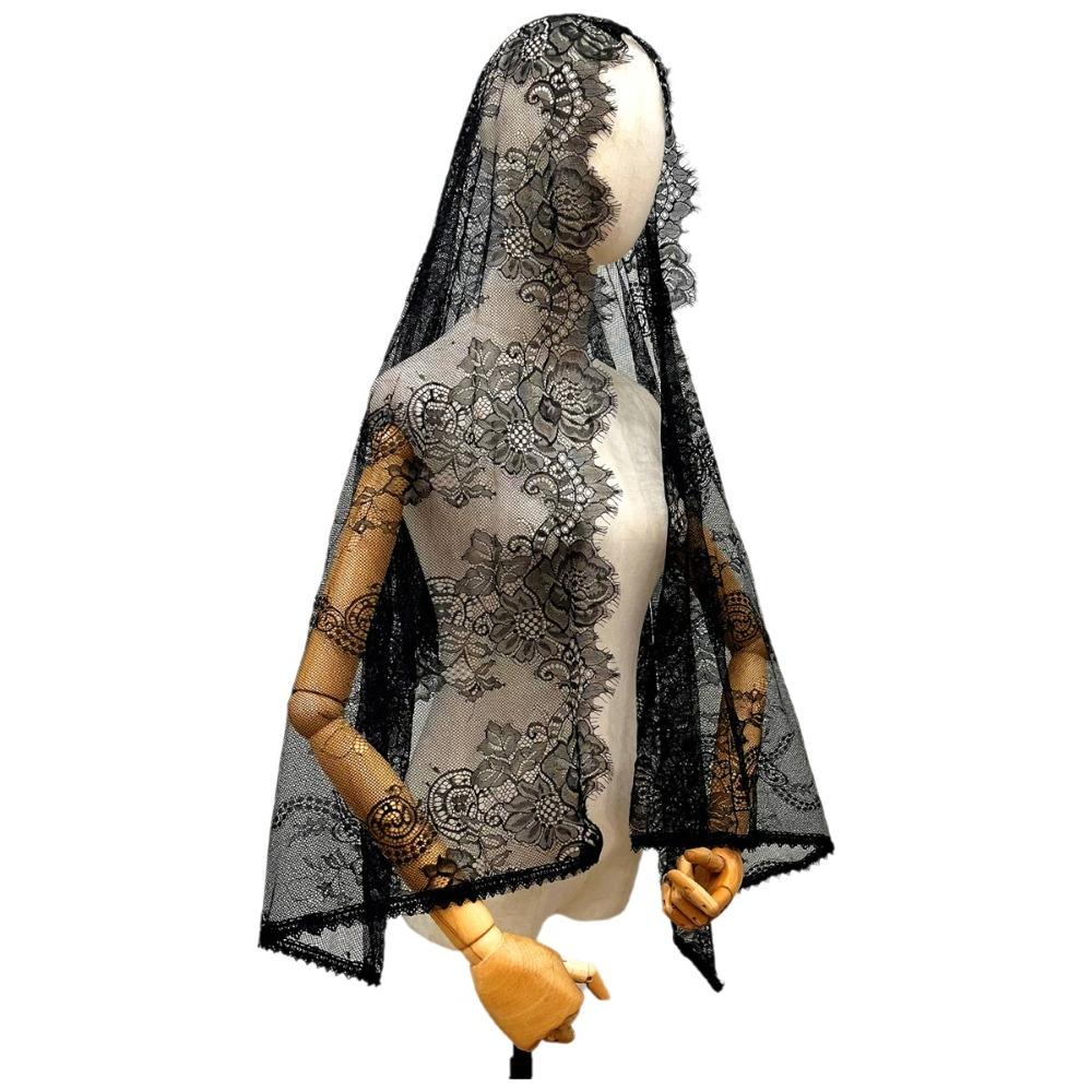 

Gift Lace Trim Bridal Headscarf Vintage Flower Women Shawl Breathable Mandira Veil