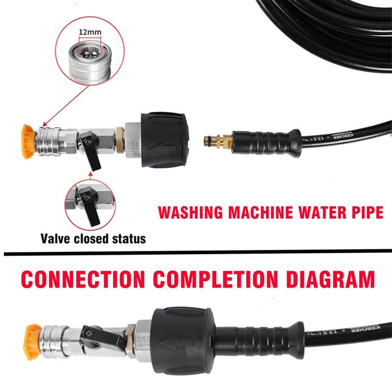 1 Set 1/4 Quick Connect With Valve To Control Water Flow Pressure Washer Hose Adapter AR Hose For Karcher Lavor Nilfisk Parkside