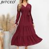 BITCED Herbst/Winter Einfarbiges Casual-Kleid mit weitem Saum Damen Langkleid