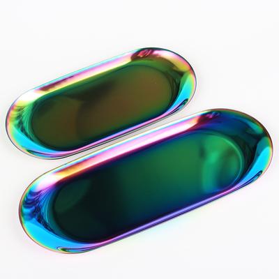 Oválný kovový podnos Nerezový úložný podnos Podnos na svíčky a šperky Koupelnový úložný prostor Držák na make-up a kosmetiku Domácí dekorace