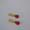 French High-End Geometric Red Agate Minimalist Earrings & Necklace Set