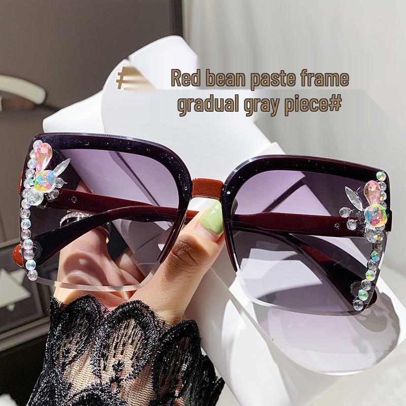Korean Rhinestone Slimming Sunglasses - UV Protection Crystal Inlaid for Women. Sunglasses