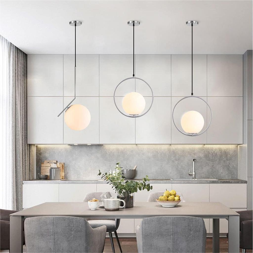 BOKT Frosted White Glass Globe Lamp Shade Replacement Milk Glass Ball Lampshade Cover Opal Sphere Shade for Pendant Light, 5.9” Diameter, 2.64"