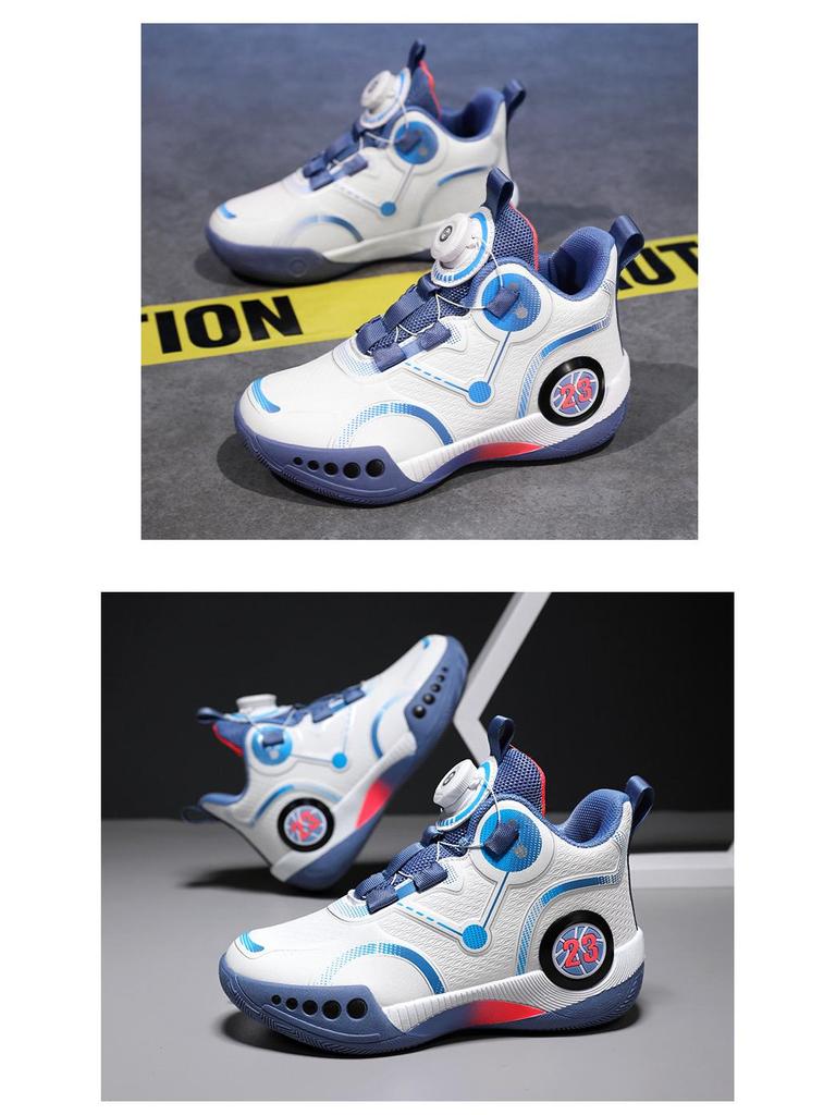 Kids' 2025 Spring/Autumn Basketball Shoes: Non-Slip, Rotary Button, Boys' Training Sneakers for Middle/Big Kids
