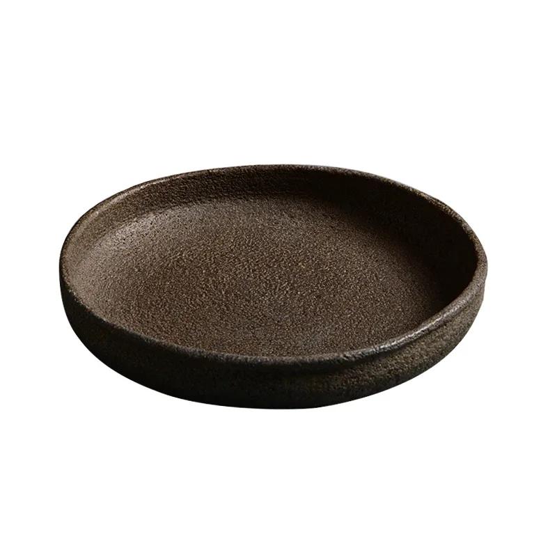 Tea Saucers Tea Tray Round Shape Natural StonePlate Teapot Holder Teaware Volcanics Rock KungFu Home Decoration Table Ornament