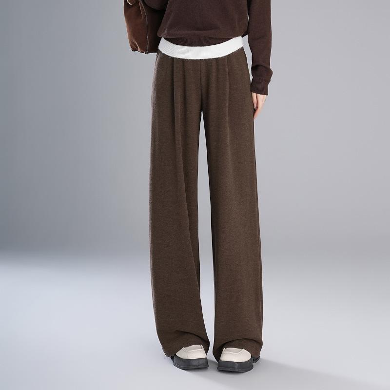 A Pair Of Hair Generation Drooping Soft Waxy Casual Pants For Women'S Autumn And Winter New High-End Wool Straight Mopping Wide-Leg Pants