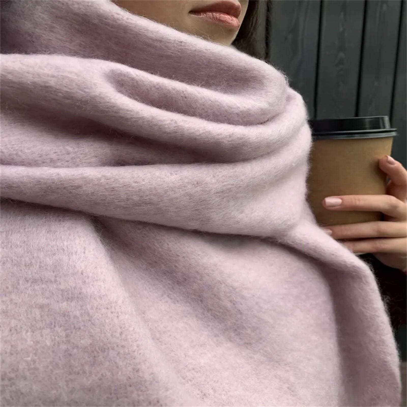 

Теплый шарф с кисточкой и универсальной атмосферой, шаль, шарф, пряжа, теплый шарф розовый