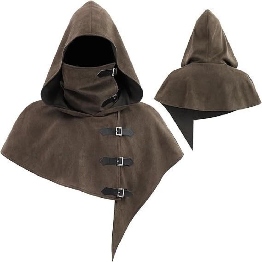 Capucha Estilo Medieval con Capucha y Sombrero Capa Étnica Cosplay Bufanda Performance Escénica