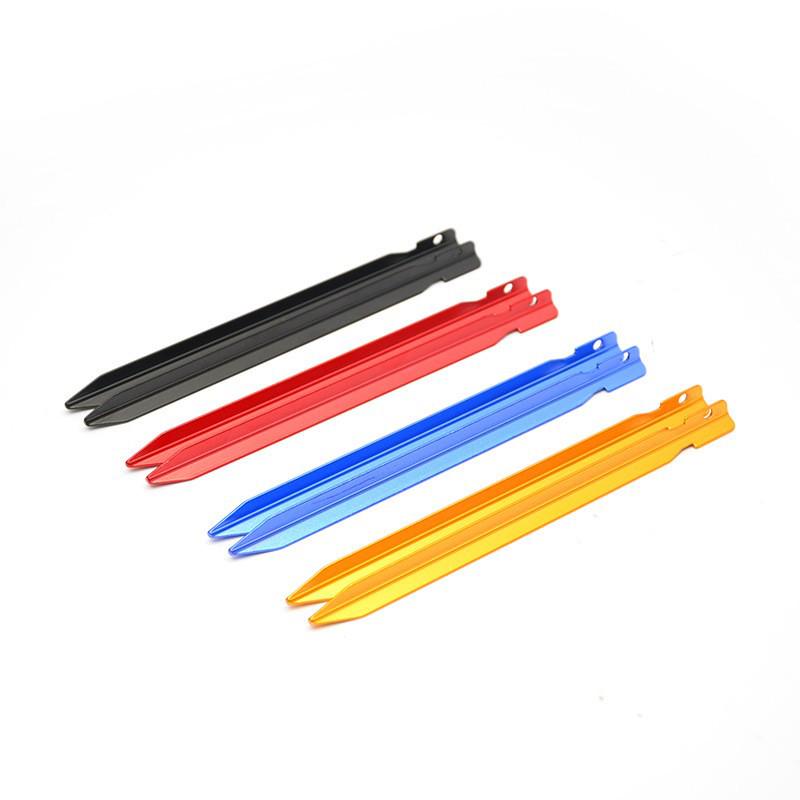 Ultra-Light Aluminum V-Shaped Tent Stakes, 18cm, Reinforced Ground Accessories.