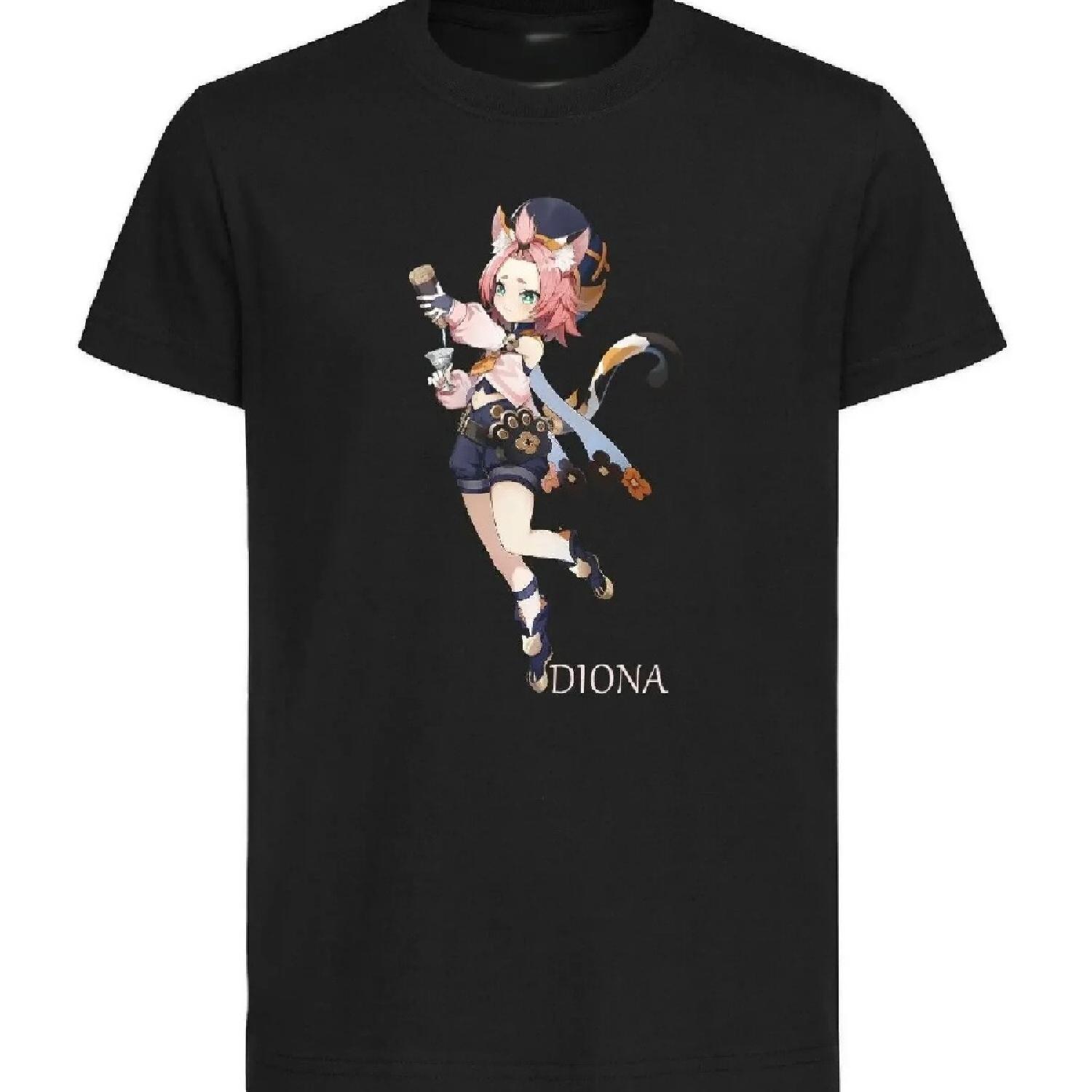 

Черная футболка - Черное джерси - Genshin Impact - Диона- XXXXXL чёрный