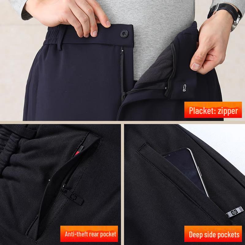 Men's Thickened Cotton Winter Trousers - Casual and Warm for Middle-Aged and Elderly Dads