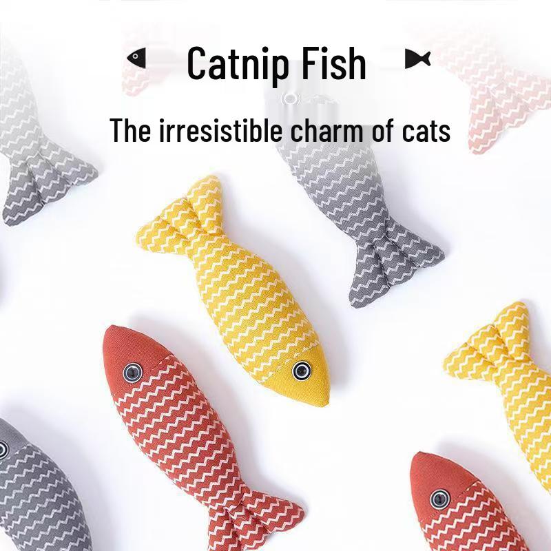 Popular Mint Fish Cat Toy: Scratch-Resistant, Bite-Proof Burlap Teaser for Self-Entertainment and Boredom Relief