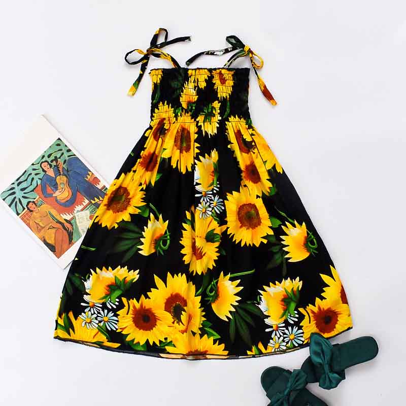 Rochie de vară cu flori pentru fete, cu bretele, volane, stil boem, rochii de prințesă de plajă pentru îmbrăcăminte fete 2 6 8 12 ani