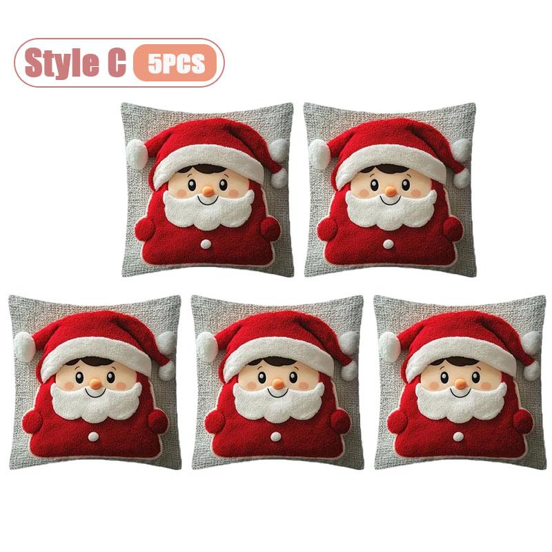 1-10PCS Christmas Pillow Cover Snowman and Reindeer Digital Print Sofa Cushion for Home Office and Living Room Holiday Decor