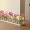 Tulip Floral Skirting Board Bedroom Living Room TV Sofa Background Decorative Waterproof Wall Stickers