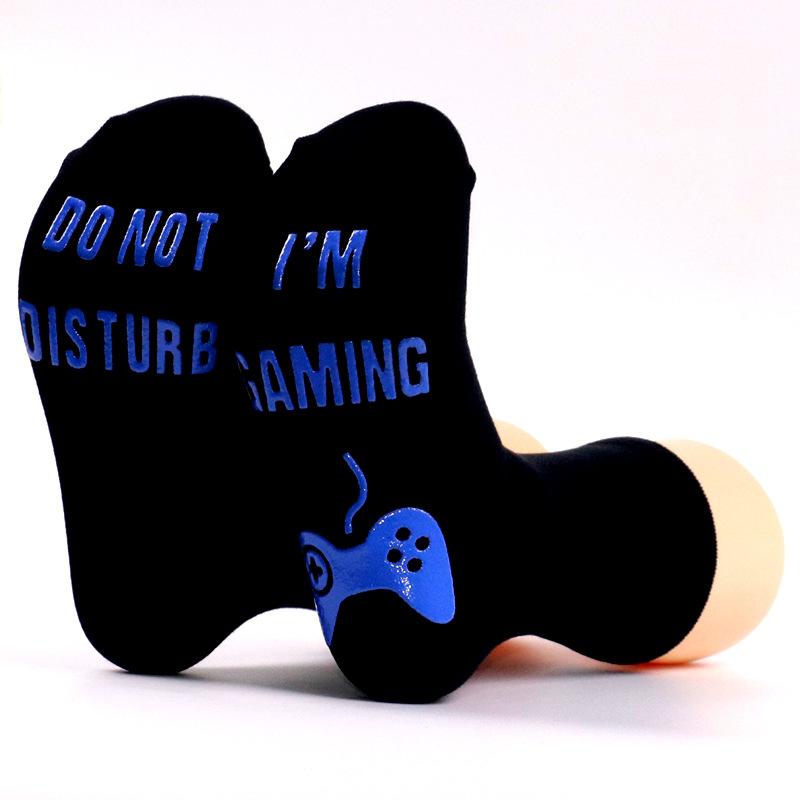 Men's Novelty Rubber Non-Slip Bottom Game Alphabet Graphics Breathable Comfortable Mid-Layer Crew Socks Daily Wear 18th Birthday Boys Gift