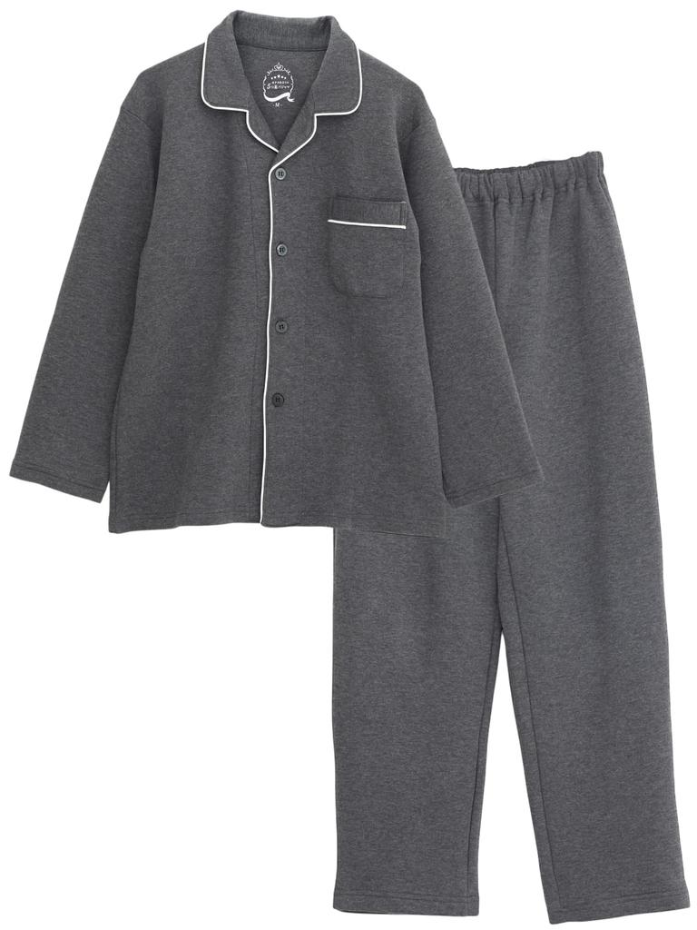 Kaitak Family Unisex Super Cardboard Knit Long Sizes LL Charcoal 5-Star Hotel-Style Pajamas, Men's Shirt, Sleeve, Fall/Winter, M, L, (LL, (Shirt))