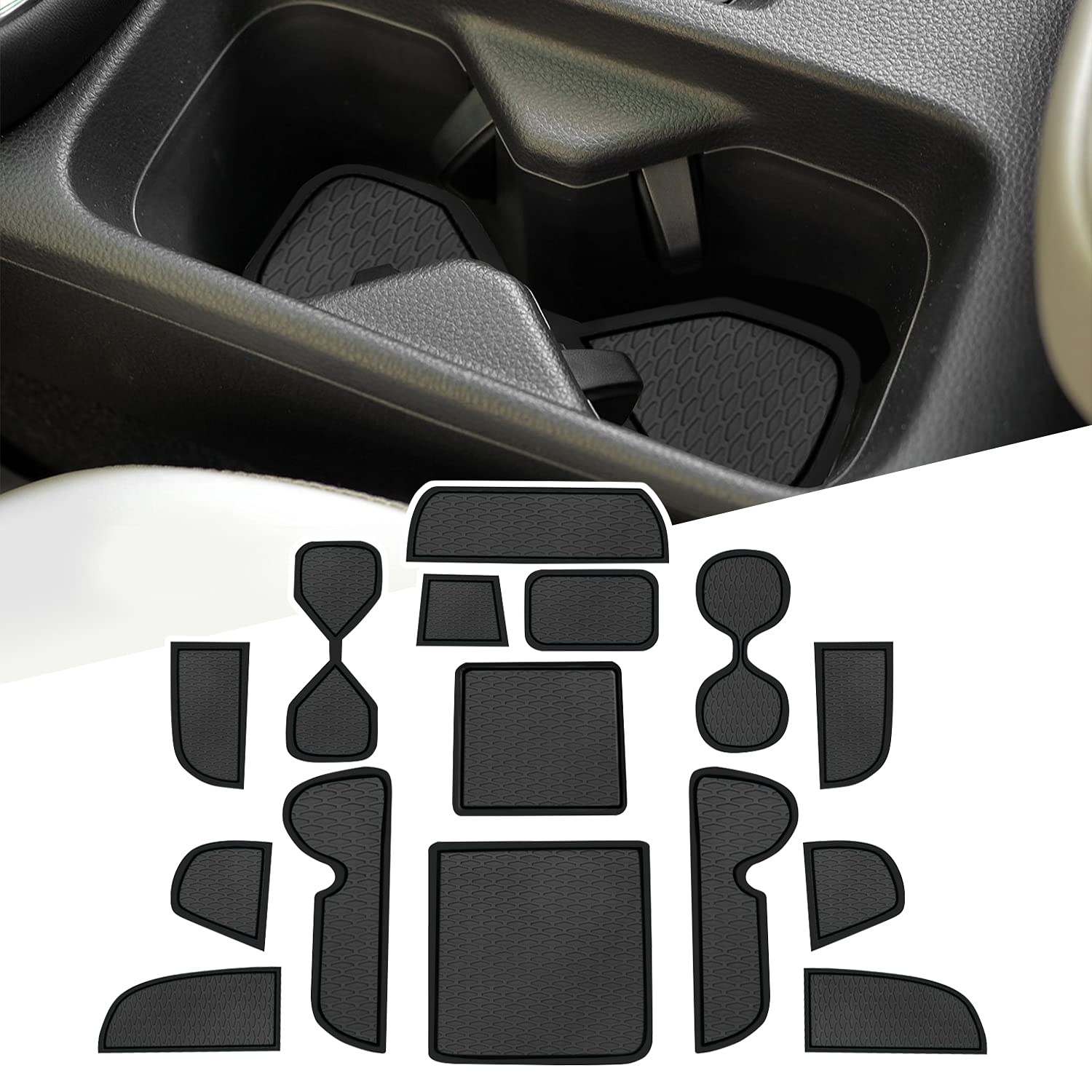 LFOTPP Interior Rubber Mats for the 2021 Honda Vezel RV Console Door Pocket Design (2nd Generation), Style, Mats, Mats, Non-Slip Mats, Dress-Up Parts, чёрный