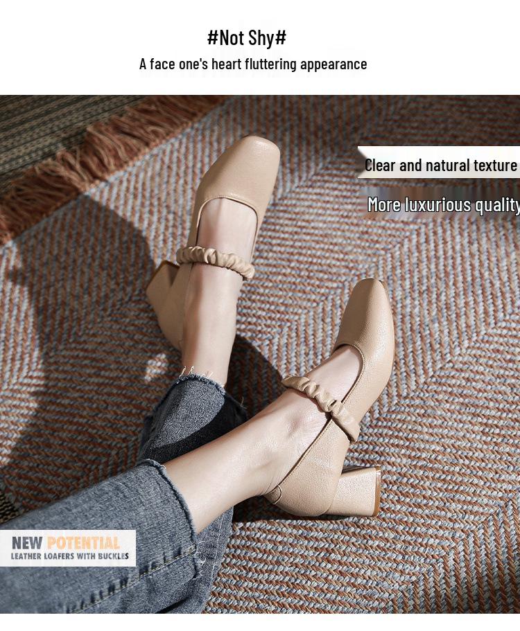 2025 Women’s Mary Jane Fairy Style Square Toe High Chunky Heel Shoes - Versatile for All Seasons