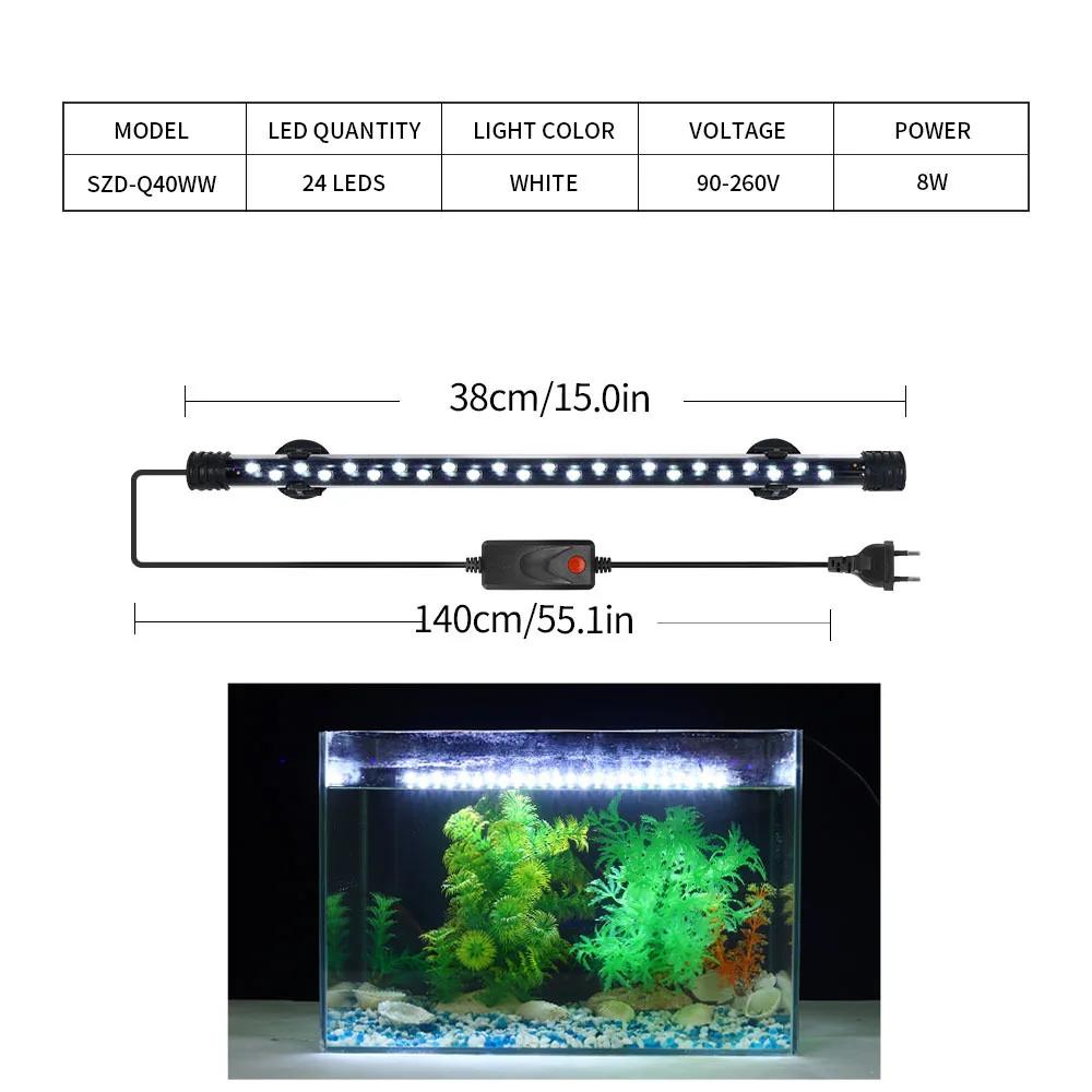 Pflanzenwachstumslicht Aquarium LED-Licht Wasserdicht Fischbeckenlicht 18-48CM Unterwasser-Aquarien Dekor Beleuchtung 90-260V 5730 Chip