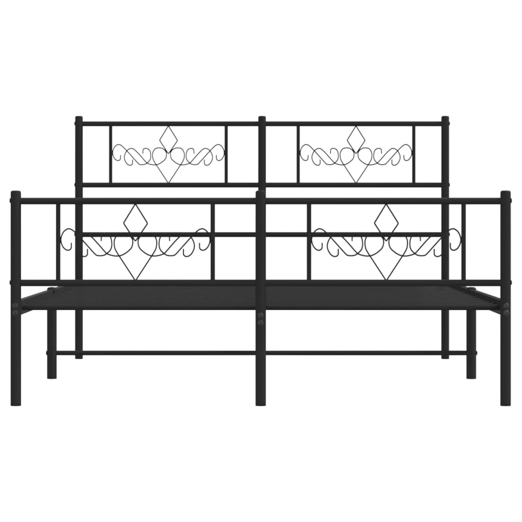 Metal Bed Frame with Headboard and Footboard Black 120x200 cm