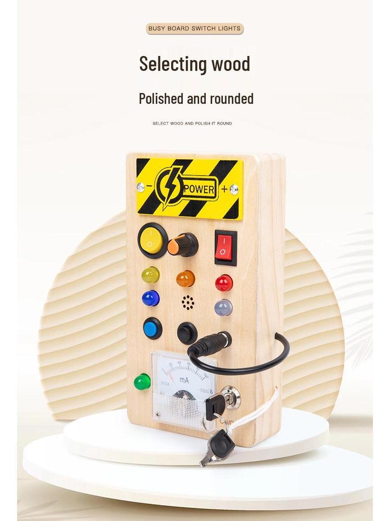 LED Holz Aktivitätswürfel - Kleinkind Lernspielzeug für 4-6 Jährige mit Einschaltknopf und Ampelfunktionen