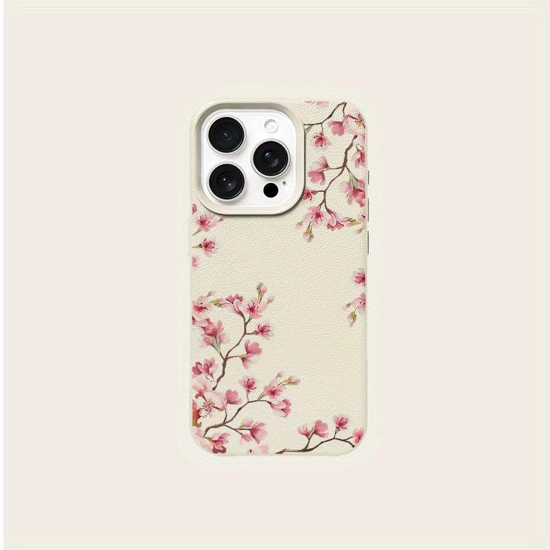 A Pink Cherry Blossom Patterned Phone Case For  Iphone 17 Air 16 15 Pro 14 13 12 11 Pro Max Case 16E 15 Plus Soft Silicone Cover