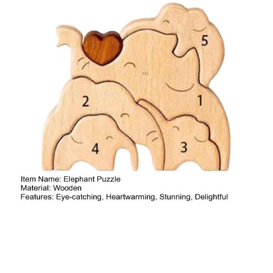 Holz Elefantenfamilie Puzzle Personalisiert 2/3/4/5 Familiennamen Elefanten Skulptur für Einweihungsdekor Weihnachten Muttertag Vatertag Geschenke