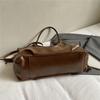 Large Capacity PU Tote Bag Women Fashion Shoulder Bag With Drawstring Detail Soft Texture Handbag Everyday Use