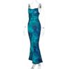Sleeveless Strapless Print Camisole Slim High Waist Pencil Dress Ankle Length Backless Slit Spring Dresses Women Casual