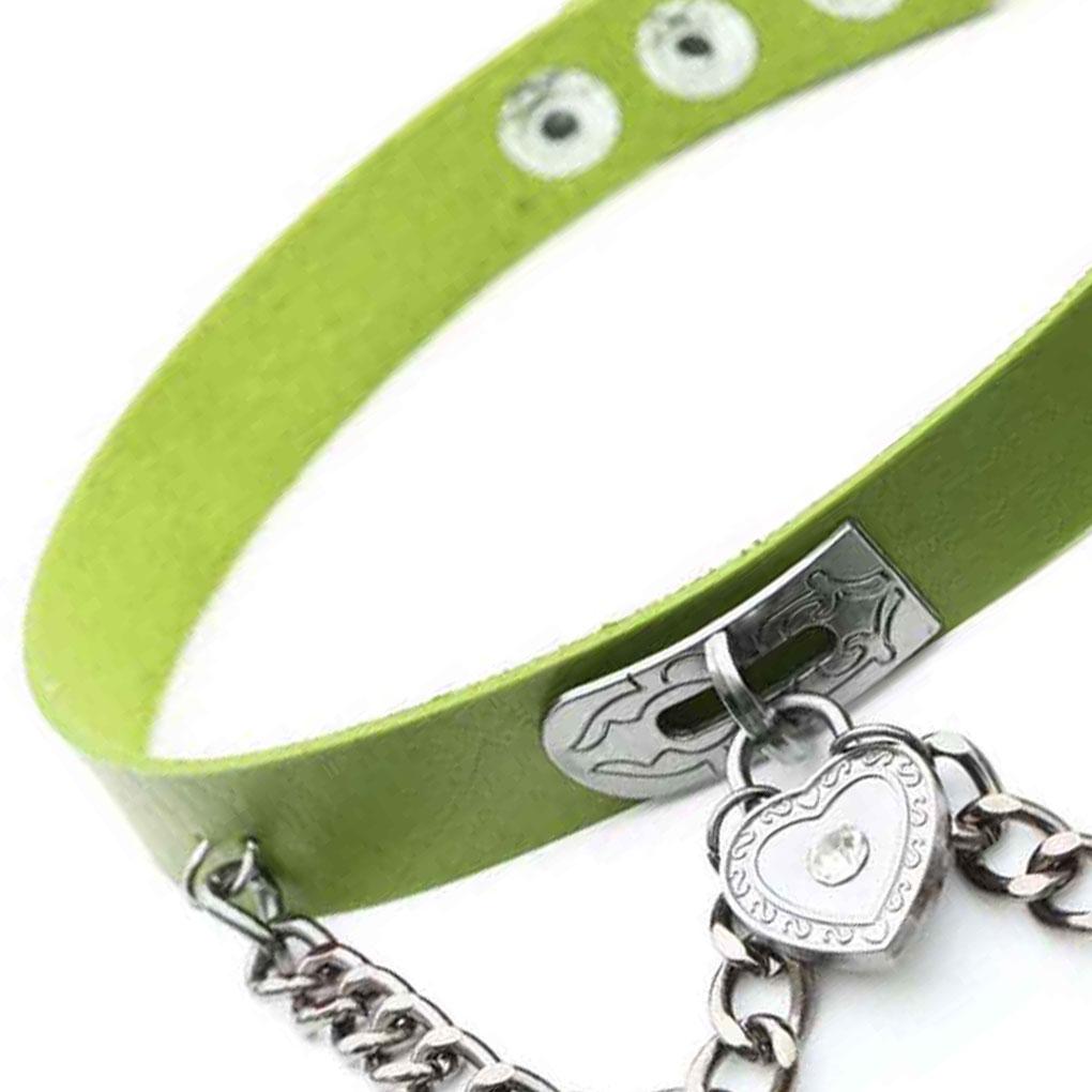 Punkowy Skórzany Choker Łańcuszek z Wisiorkiem Serce Naszyjniki Damskie Dziewczęce Biżuteria na Prezent