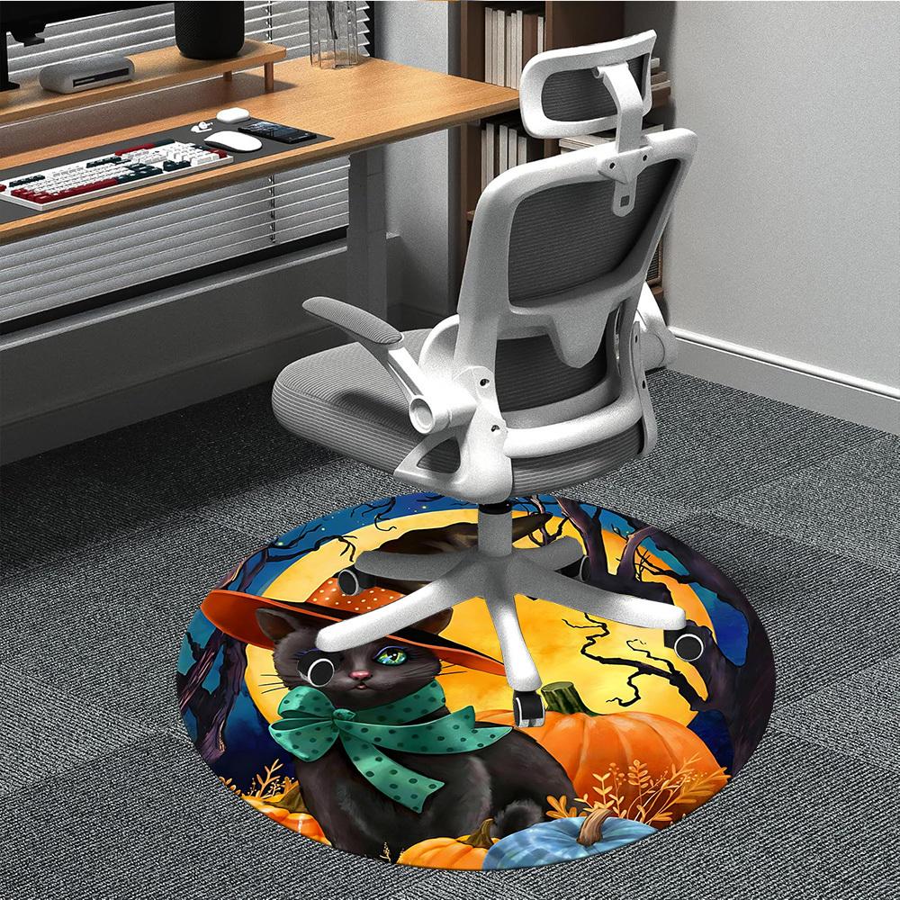

1pc Halloween Cat Chair Carpet for Office Non-Slip, Machine Washable Rug for Office, Room - Holiday Decor, Machine Made yy251016162 80cm by 80cm