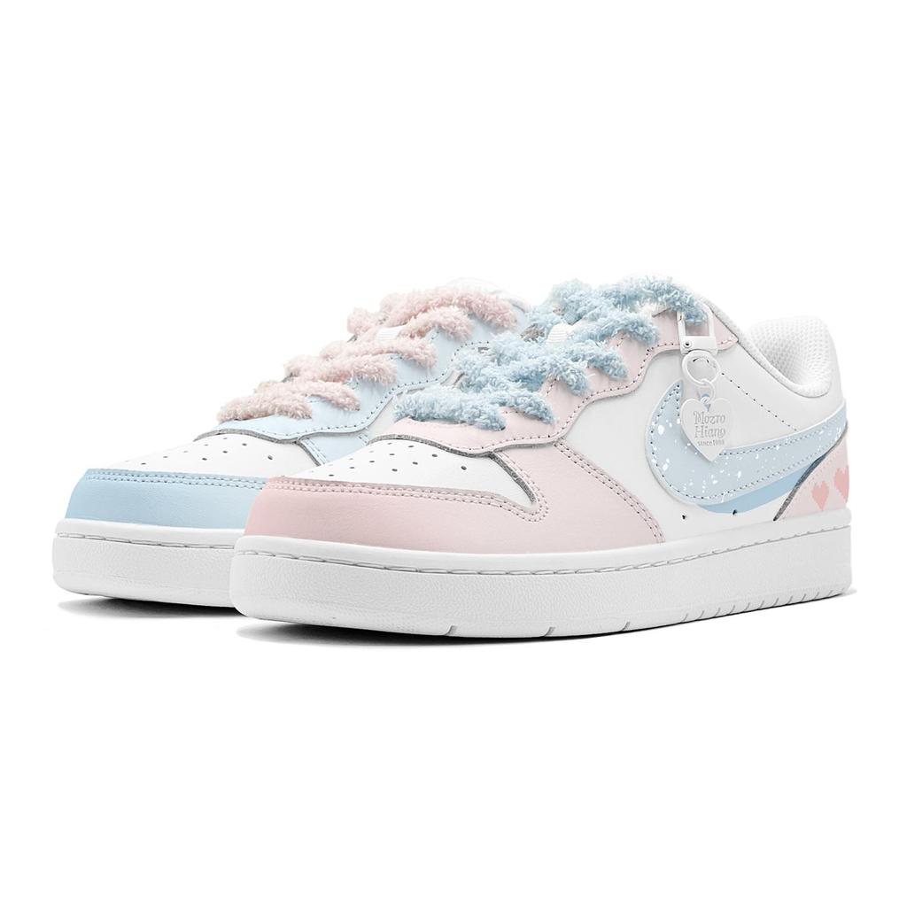Nike Court Borough Low top Skateboard Shoes GS Pink Blue BQ5448-100(TeamS-S-BOX)