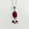 Gothic Vampire Bat Geometric Relief Ellipse Red Crystal Pendant Necklace for Women Halloween Party Charm Witch Jewelry Gifts